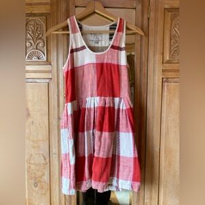 Ace & Jig Doublecloth Dress in Punch & Grainsack Red & Cream Plaid Size Small